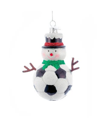 Noble Gems™ Soccer Snowman Glass Ornament