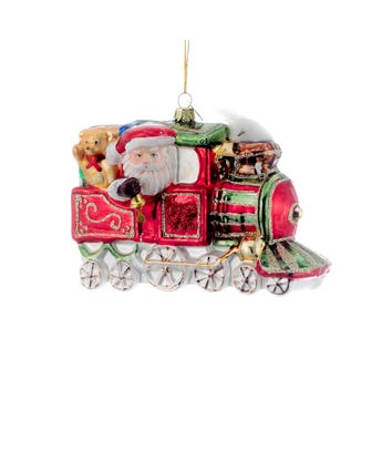 Noble Gems™ Santa On Christmas Train Glass Ornament