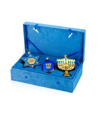 Noble Gems™ Hanukkah Boxed Glass Ornaments, 3-Piece Box Set