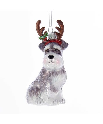 Noble Gems™ Schnauzer With Antlers Glass Ornament