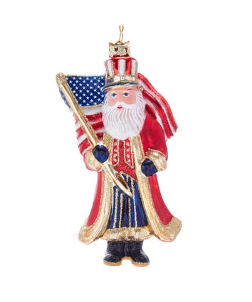 Noble Gems™ Patriotic Santa Glass Ornament