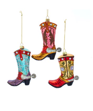 Noble Gems™ Glass Cowboy Boot Ornaments, 3 Assorted