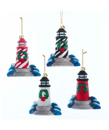 Noble Gems™ Glass Lighthouse Ornaments, 4 Assorted