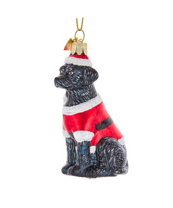 Noble Gems™ Glass Black Labrador Retriever With Santa Suit Ornament