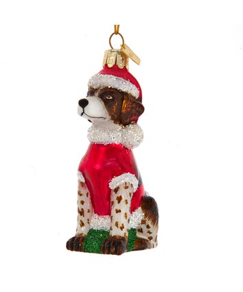 Noble Gems™ Glass German Pointer With Santa Suit Ornament