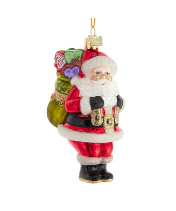 Noble Gems™ Glass Santa With Bag Of Cookies Ornament