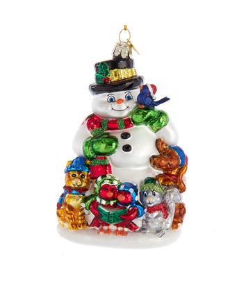 Noble Gems™ Glass Snowman With Animals Ornament