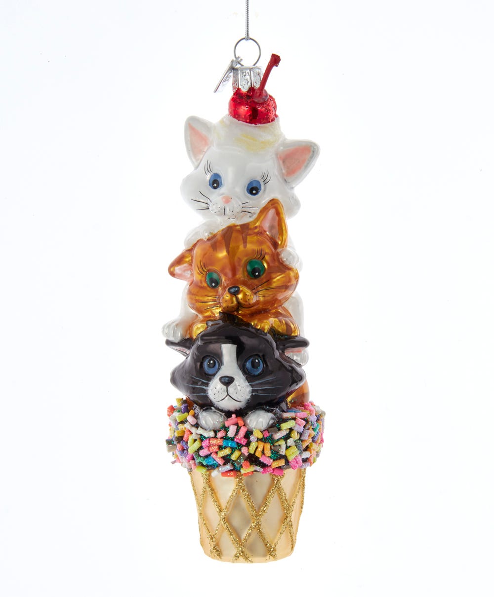 Royalty Cat Noble Gems Glass Ornament 