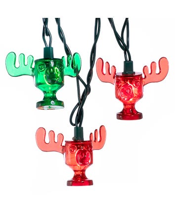 UL 10-Light National Lampoon Christmas Vacation™ Red and Green Wally World Moose Mug Light Set