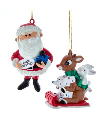 Rudolph The Red Nose Reindeer® Santa and Rudolf With Misfit Toys Ornaments, 2 Assorted