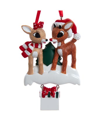 Rudolph The Red Nose Reindeer® & Clarice Family of 3 Ornament For Personalization