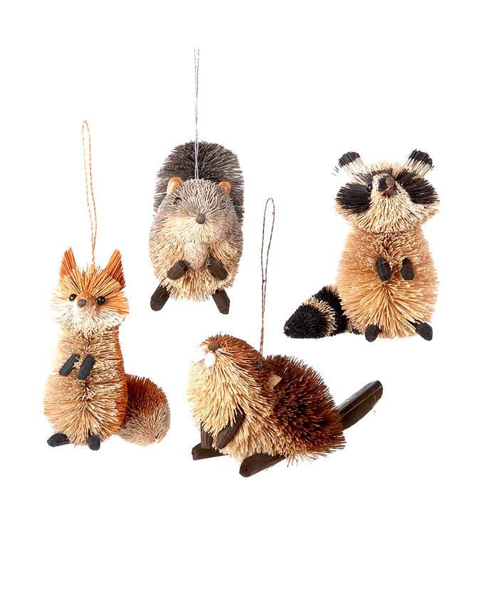 KurtAdler - Kurtadler - Buri Woodland Animal Ornaments, 4 Assorted KurtAdler - Kurtadler - Buri Woodland Animal Ornaments, 4 Assorted