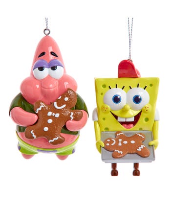 Spongebob Squarepants™ & Patrick With Gingerbread Cookie Ornaments, 2 Assorted
