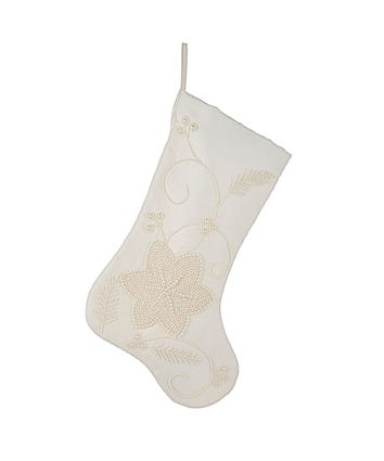 Ivory With Pearl Beads Stocking