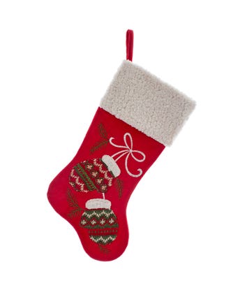 Embroidered Red Corduroy Stocking