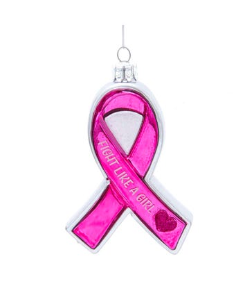 Susan G. Komen® Glass Pink and Silver Ribbon Ornament