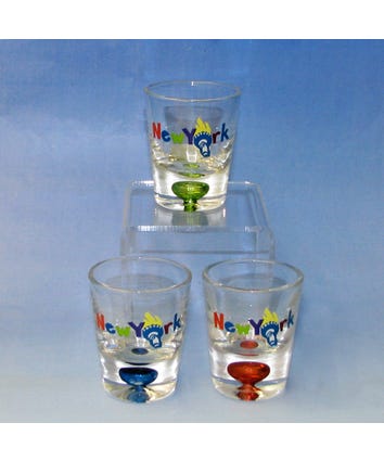 NYC Shot Glass With Torch Design, 3 Assorted