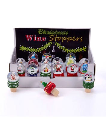 Christmas Water Globe Wine Stoppers, 18-Piece Box Set