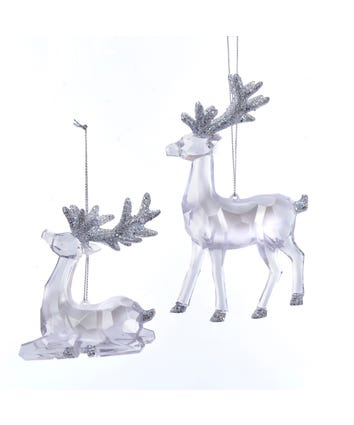Plastic Clear Reindeer With Glittered Accents,  Assorted