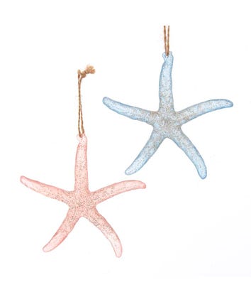 Pink and Blue Starfish Ornaments, 2 Assorted