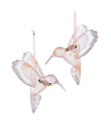 Blush Boho Chic Pink Hummingbird Ornaments, 2 Assorted