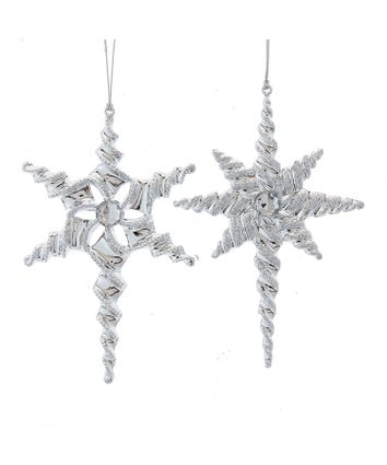 Silver Star Ornaments, 2 Assorted