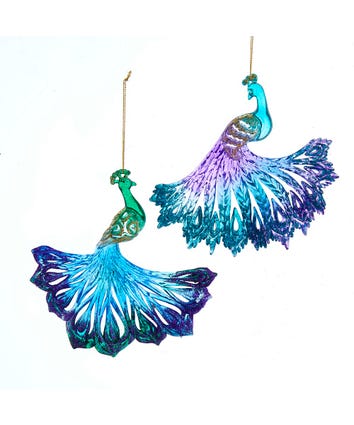 Peacock Ornaments, 2 Assorted