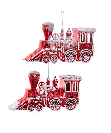 Red and White Locomotive Ornaments, 2 Assorted