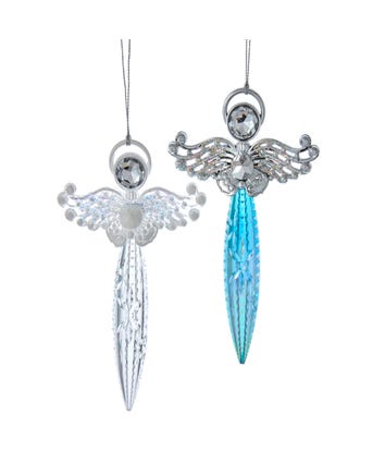 Turquoise and Clear Angel Ornaments, 2 Assorted