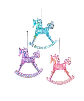 Rocking Horse Ornaments, 3 Assorted