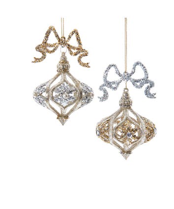 Light Gold and Silver Onion Shaped Ornaments, 2 Assorted