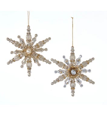 Light Gold and Silver Snowflake Ornaments, 2 Assorted