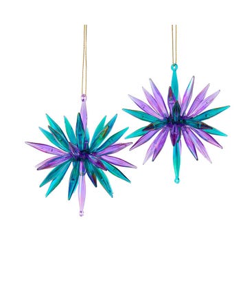 Peacock Starburst Ornaments, 2 Assorted