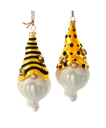 Glass Gnome Ornaments, 2 Assorted