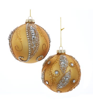100MM Glass Gold & Silver Ombré Ball Ornaments, 2 Assorted