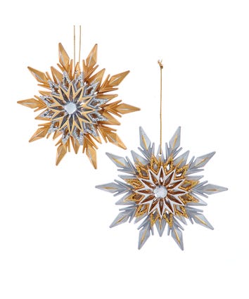 Ombré Gold & Silver Snowflake Ornaments, 2 Assorted