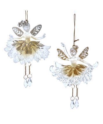 Ivory & Gold Fairy Ornaments, 2 Assorted