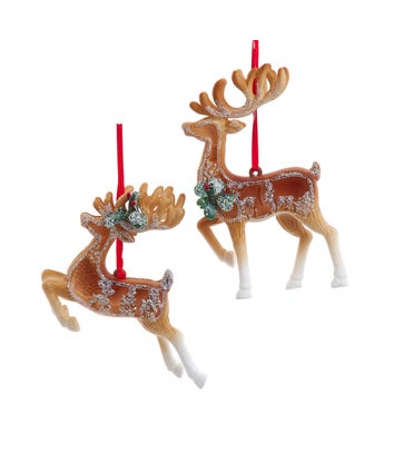 Brown & White Deer Cut-Out Ornaments, 2 Assorted