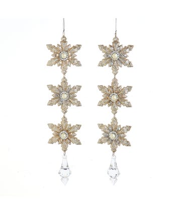 Platinum 3-Piece Snowflake Dangle Ornaments, 2 Assorted