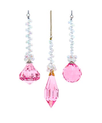 Acrylic Pink Drop Ornaments, 3 Assorted