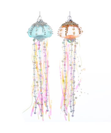 Jellyfish Glass Ornaments, 2 Assorted