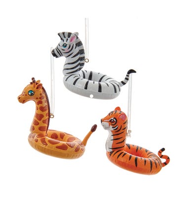 Jungle Animal In Float Ornaments, 3 Assorted