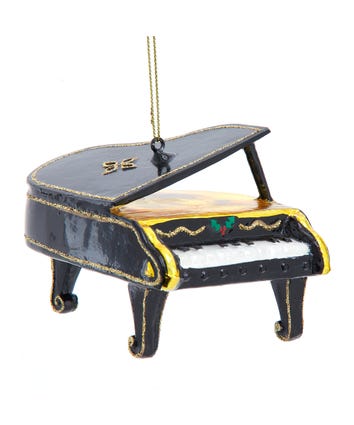 Glass Black Piano Ornament