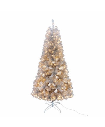 7' Pre-Lit Clear Incandescent Silver Point Pine Tree