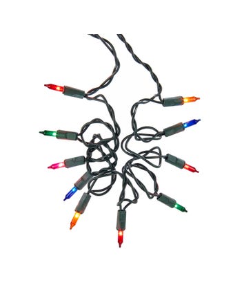 36' UL 100-Light Multicolored Light Set With Green Wire