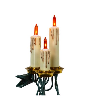 30.5' UL 15-Light White Triple Candle Extended Light Set
