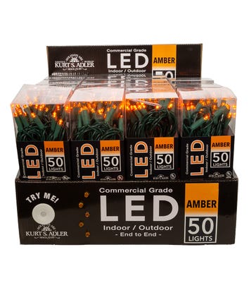 UL 50-Light 5MM Amber Green Wire Light Set