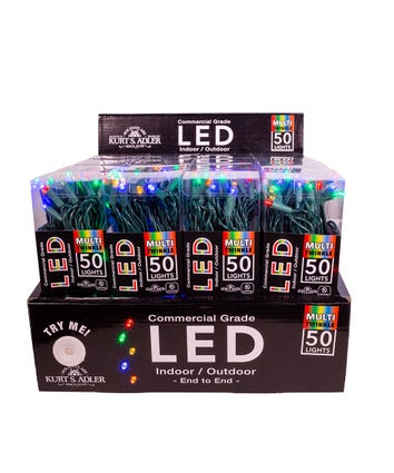 25.5' UL 50-Light 5MM Multicolored Twinkle LED Green Wire Light Set
