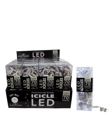 UL 70-Light Cool White LED Icicle Light Set