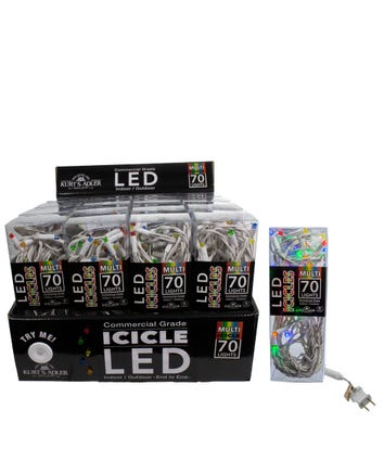 7.6' UL 70-Light Multicolored LED Icicle Light Set
